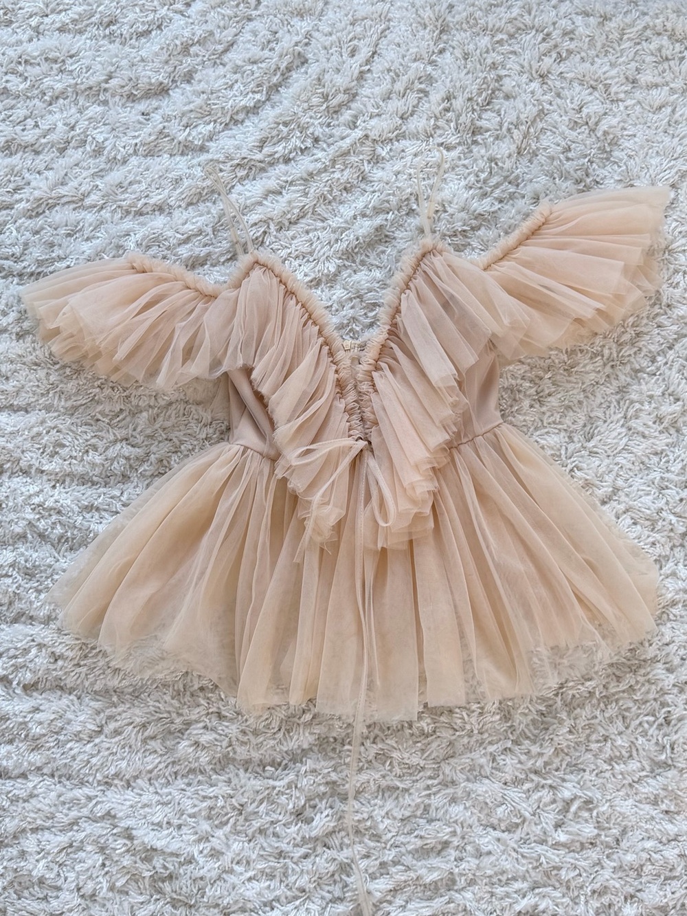Simple Girls Ruffle Tulle Dress in Nude Pink